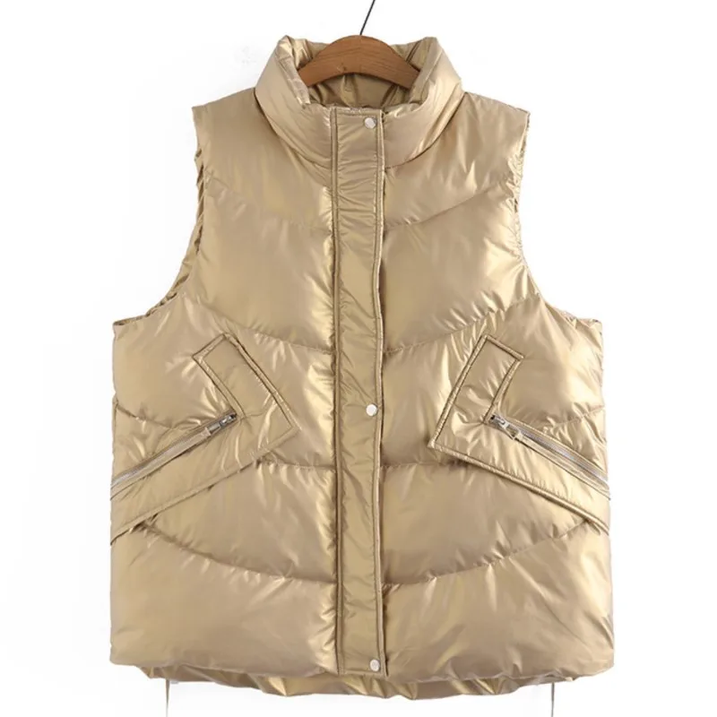 6XL Plus Size Women Sleeveless Parka 2022 Winter Golden Zipper Pocket Down Cotton Vest Jacket Fashion Warm Shiny Padded Coat
6XL Plus Size Women Sleeveless Parka 2022 Winter Golden Zipper Pocket Down Cotton Vest Jacket Fashion Warm Shiny Padded Coat