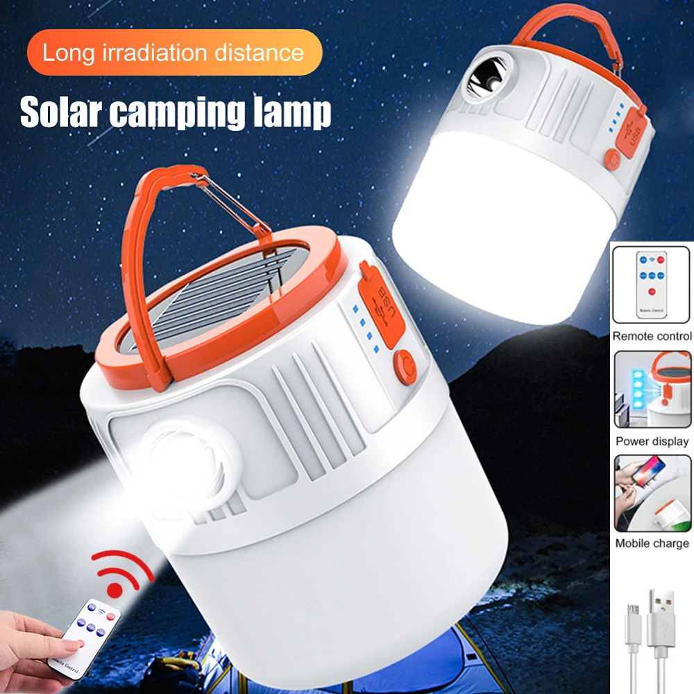 Solar LED Camping Light USB Rechargeable Bulb for Outdoor Tent Lamp Portable Lanterns Solar Powered Emergency Searchlight Lights
Solar LED Camping Light USB Rechargeable Bulb for Outdoor Tent Lamp Portable Lanterns Solar Powered Emergency Searchlight Lights
