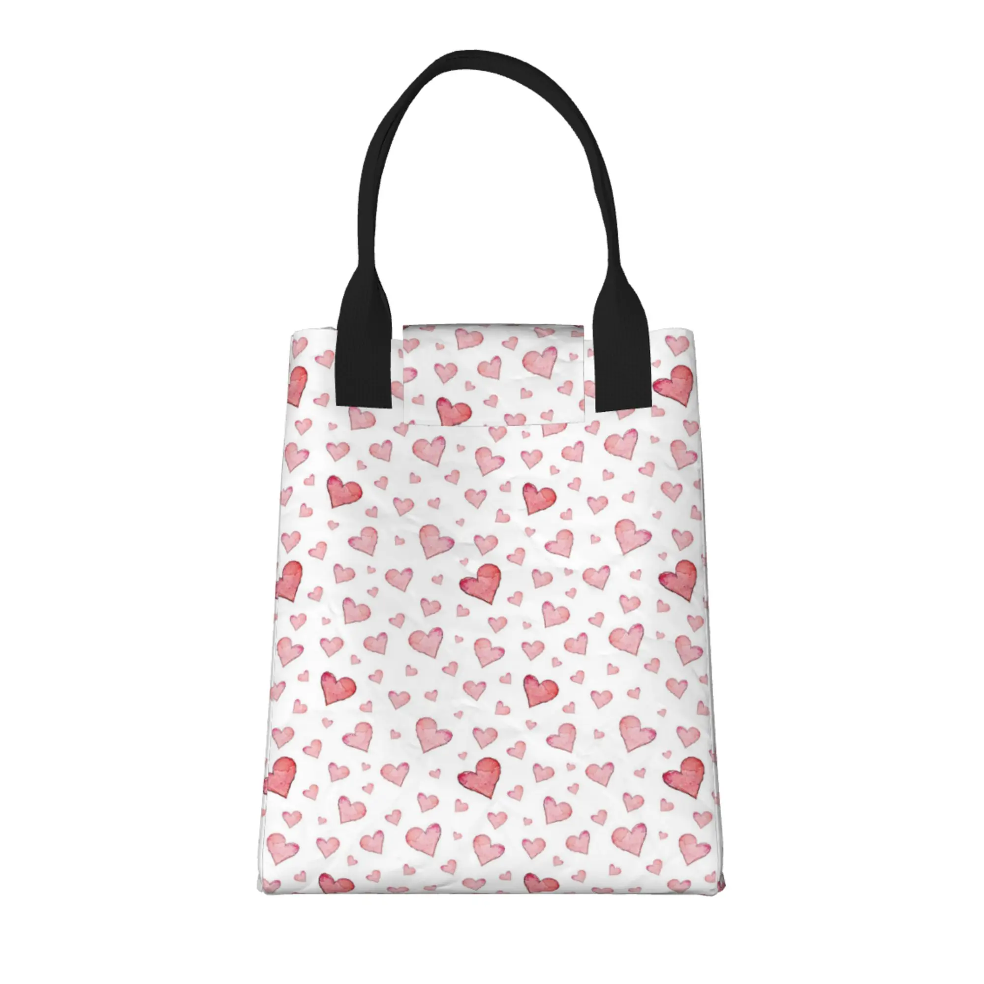 

Большая модная продуктовая Сумка-тоут с узором в виде сердца розы с ручками, многоразовая сумка для покупок из прочной винтажной хлопчатобумажной ткани