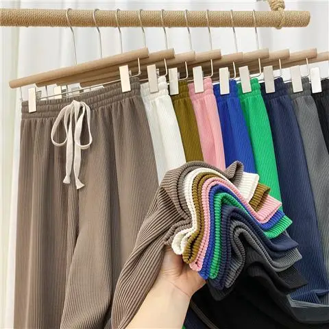 Women 2022 Spring Summer High Waist Wide Leg Pants Female Elastic Waist Pleated Full-Length Pants Casual Loose Lady Trousers U77
Women 2022 Spring Summer High Waist Wide Leg Pants Female Elastic Waist Pleated Full-Length Pants Casual Loose Lady Trousers U77