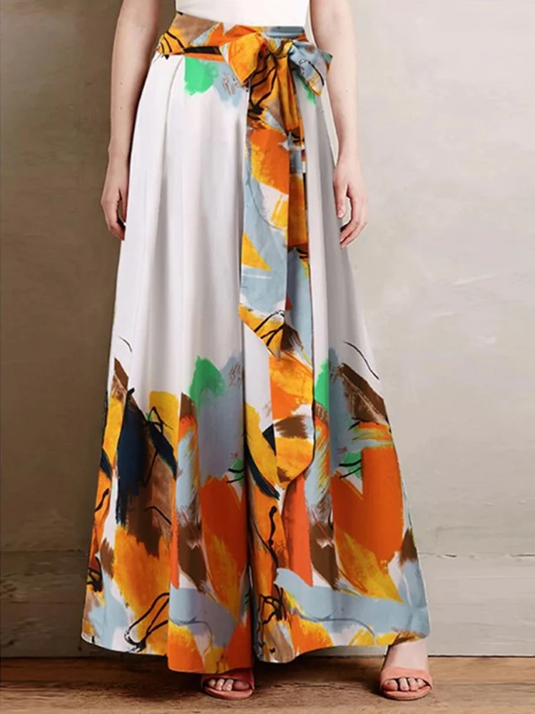 Fashion Streetwear Drape Wide Leg Pants Casual Summer Chiffon Print Pattern Long Pant New Women Chic Bow Bandage Office Trousers
Fashion Streetwear Drape Wide Leg Pants Casual Summer Chiffon Print Pattern Long Pant New Women Chic Bow Bandage Office Trousers
