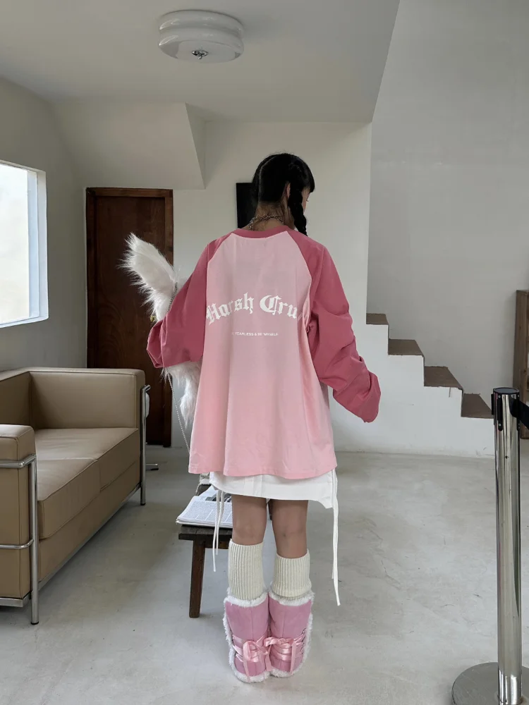Deeptown Kpop Streetwear Pink Patchwork Tshirts Women Hippie Korean Fashion Harajuku Oversized Letter Print Long Sleeve T Shirts
Deeptown Kpop Streetwear Pink Patchwork Tshirts Women Hippie Korean Fashion Harajuku Oversized Letter Print Long Sleeve T Shirts