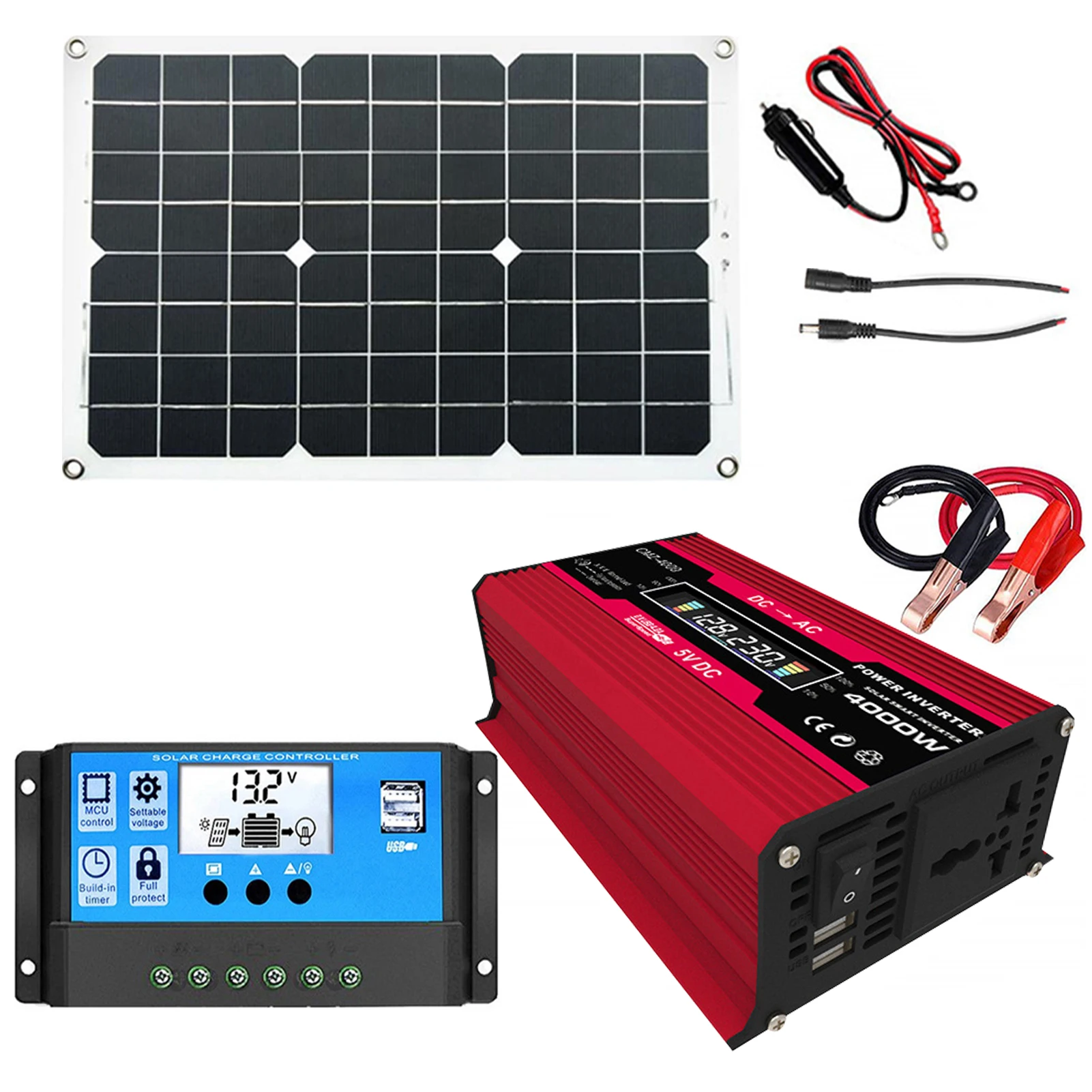 Portable Solar Power Generation System 300W Power Inverter With LCD Display Dual USB 12V To 220V With 30A Solar Controller Set
Portable Solar Power Generation System 300W Power Inverter With LCD Display Dual USB 12V To 220V With 30A Solar Controller Set