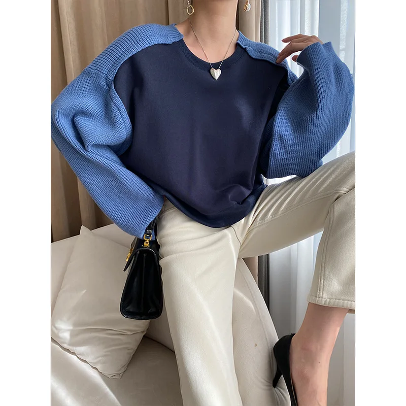Sweater French Irregular Design Color Contrast Splice Sweater Women's Thick Sweater Autumn and Winter New
Sweater French Irregular Design Color Contrast Splice Sweater Women's Thick Sweater Autumn and Winter New