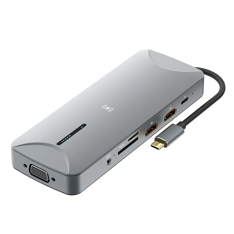 13 в 1 MST USB C концентратор Type-C на Dual 4K HDMI-совместимый адаптер VGA Gigabit Ethernet Беспроводная станция быстрой зарядки
13 в 1 MST USB C концентратор Type-C на Dual 4K HDMI-совместимый адаптер VGA Gigabit Ethernet Беспроводная станция быстрой зарядки