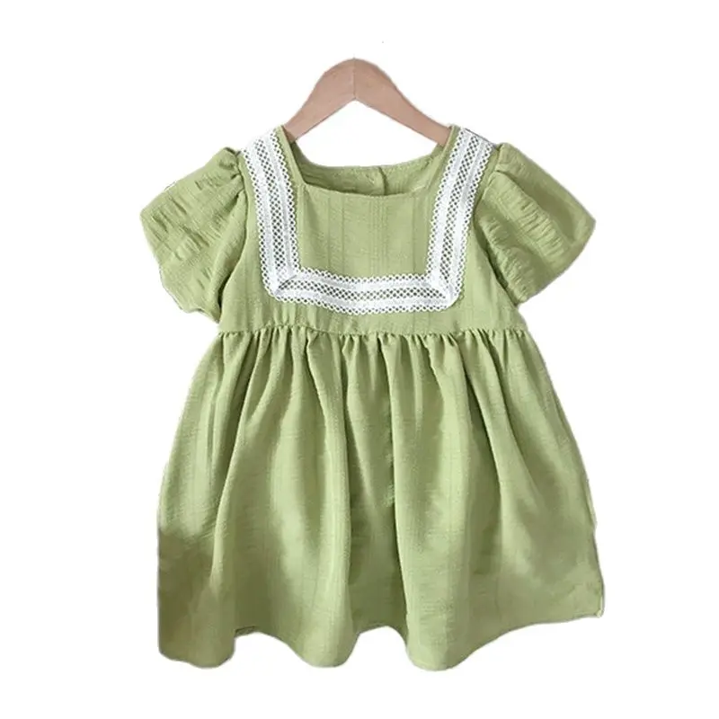 2022 Summer Puff Sleeve Casual Dress Lace Decorative Green Dress For Children Kid Clothes Girl For 2-6 Years
2022 Summer Puff Sleeve Casual Dress Lace Decorative Green Dress For Children Kid Clothes Girl For 2-6 Years