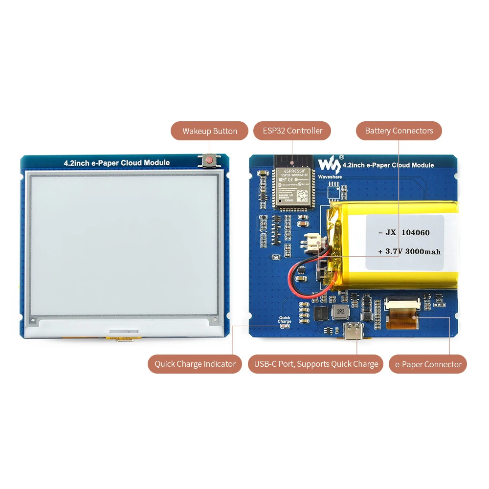 4.2inch ESP32 Wifi Bluetooth E Paper ePaper Eink E-ink Display Screen Module Kit for RPI Raspberry Pi 3 4 Model B 4B Android APP
4.2inch ESP32 Wifi Bluetooth E Paper ePaper Eink E-ink Display Screen Module Kit for RPI Raspberry Pi 3 4 Model B 4B Android APP