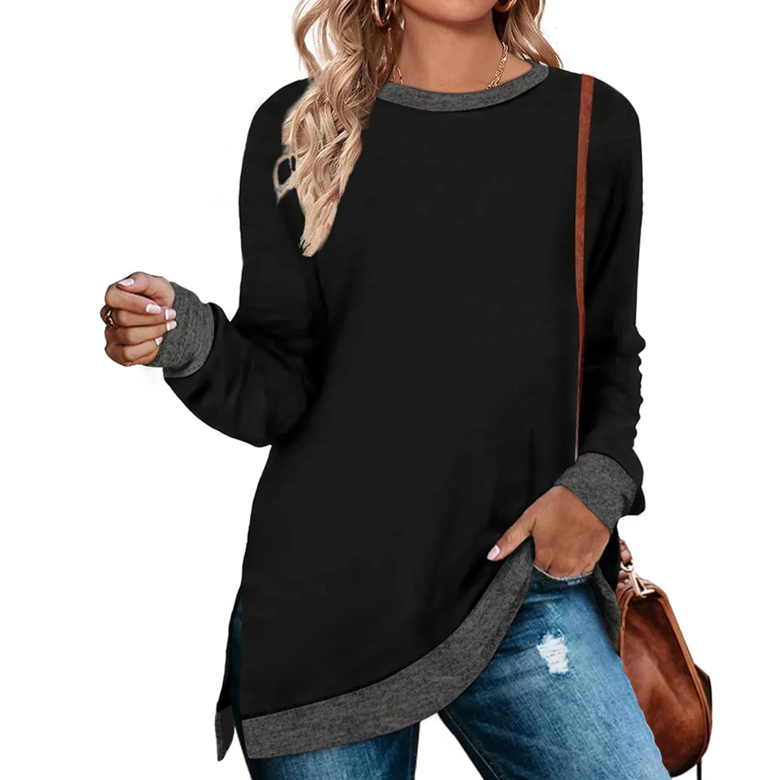 Casual Tunic Tops Color Block Women Sweatshirt Ladies Pullover Daily Long Sleeve Loose Crew Neck Autumn Winter Fashion Soft
Casual Tunic Tops Color Block Women Sweatshirt Ladies Pullover Daily Long Sleeve Loose Crew Neck Autumn Winter Fashion Soft