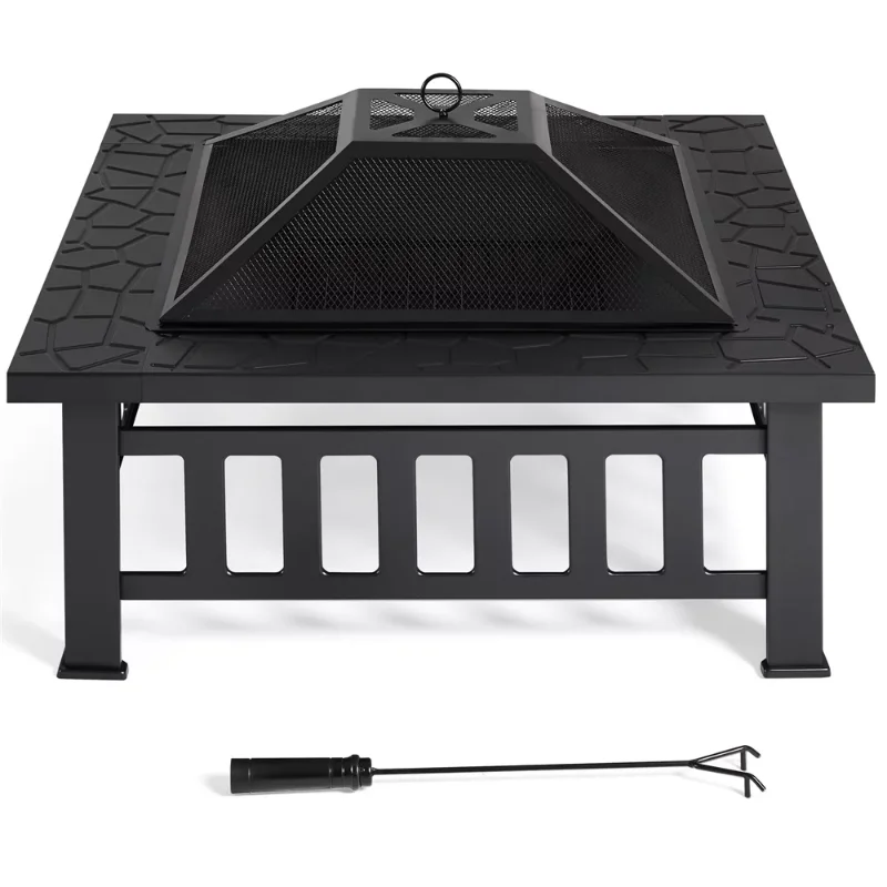 34" Square Black Finish Steel Fire Pit 
34" Square Black Finish Steel Fire Pit