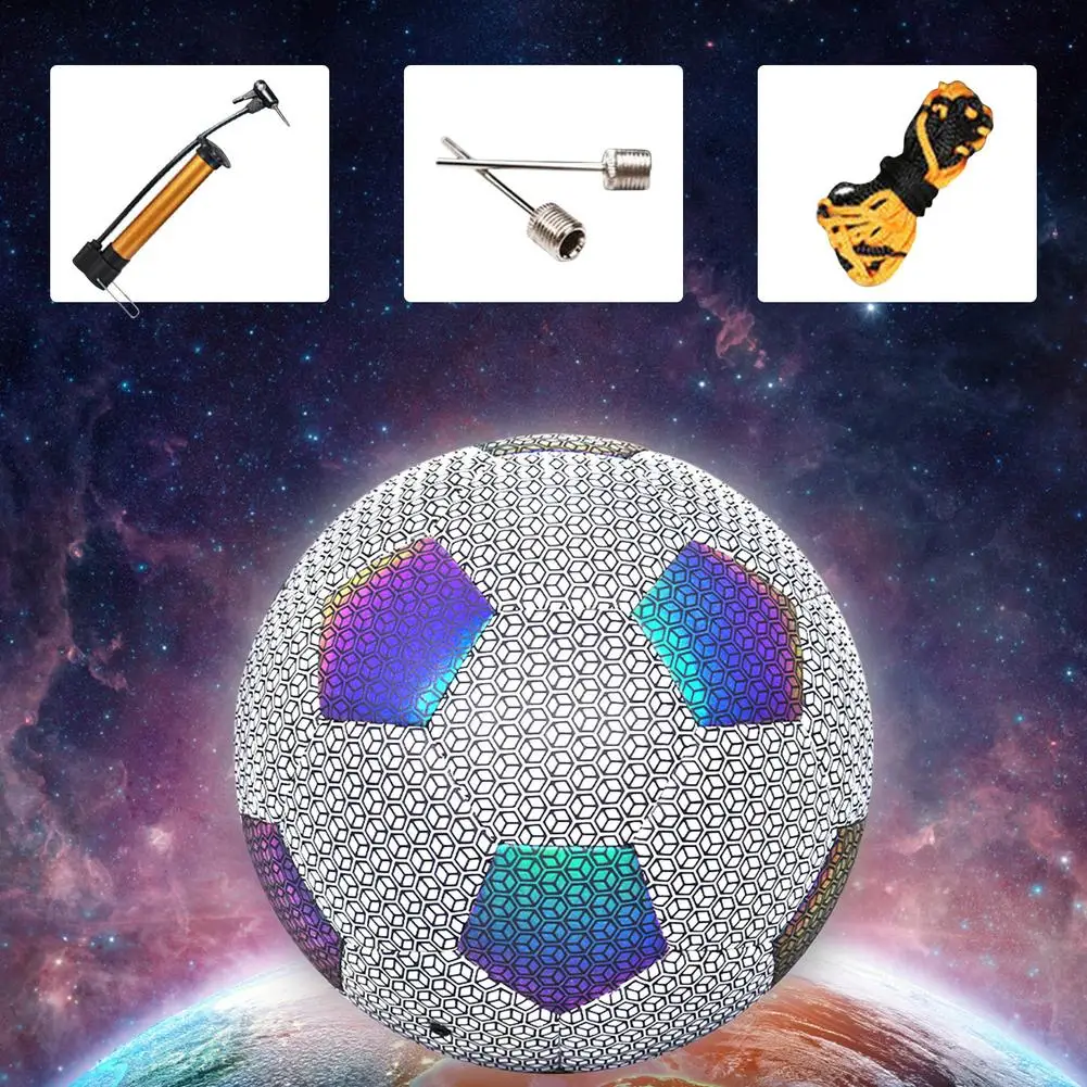 Reflective Soccer Ball Luminous Night Glow Footballs Adult Child Standard PU Sports Match Training Balls
Reflective Soccer Ball Luminous Night Glow Footballs Adult Child Standard PU Sports Match Training Balls
