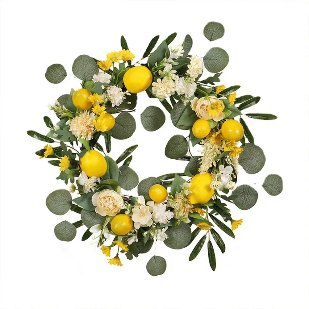 Lemon Daisy Wreath Summer Artificial Flower Plants Festivals Decoration Door Wall Hanging Garland Resturant Weddaing Home Decor
Lemon Daisy Wreath Summer Artificial Flower Plants Festivals Decoration Door Wall Hanging Garland Resturant Weddaing Home Decor