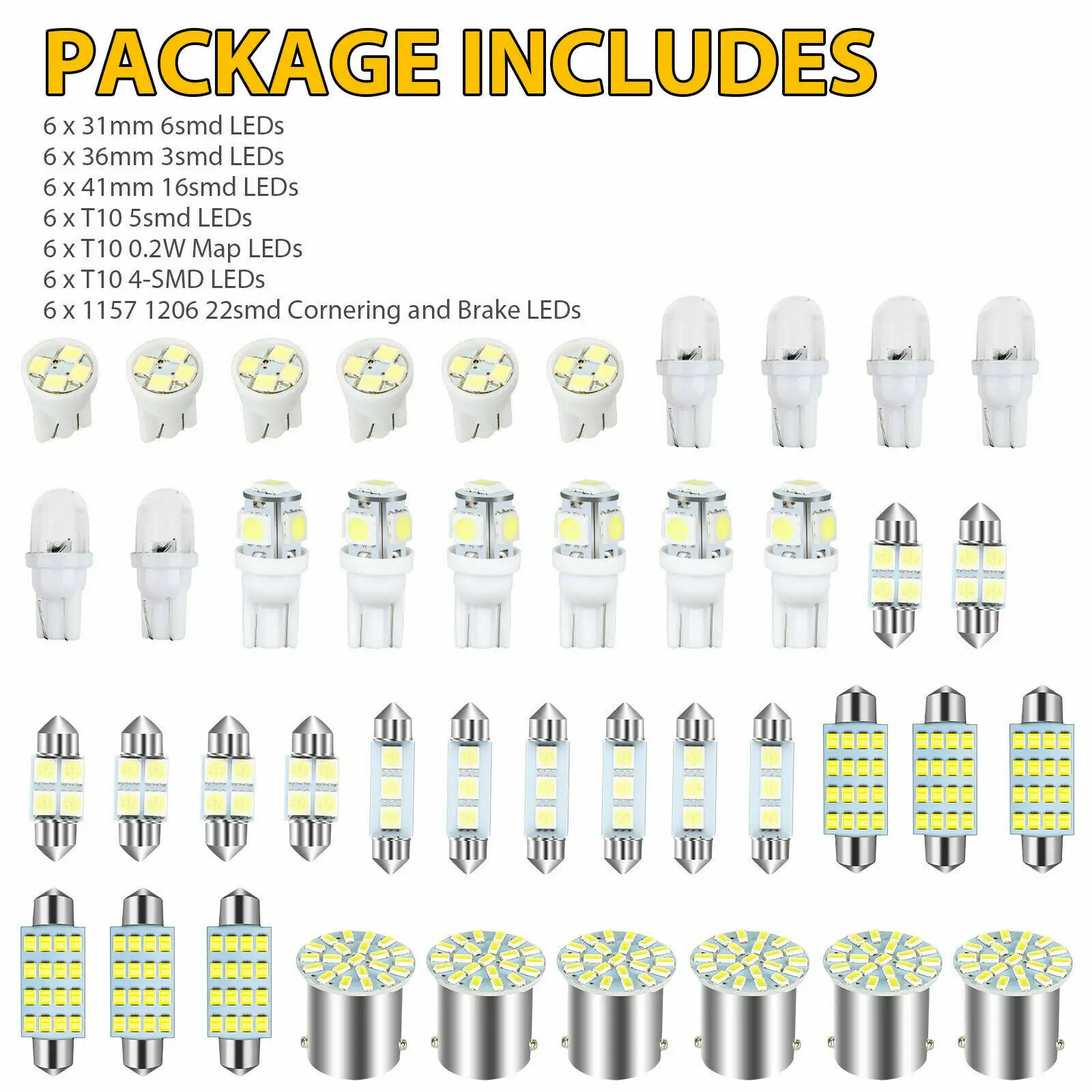 28/42Pcs Car Interior Lights T10 6000K SMD LED Replacement License Plate/Reading Light Bulbs Xenon White Interior Light Bulbs
28/42Pcs Car Interior Lights T10 6000K SMD LED Replacement License Plate/Reading Light Bulbs Xenon White Interior Light Bulbs