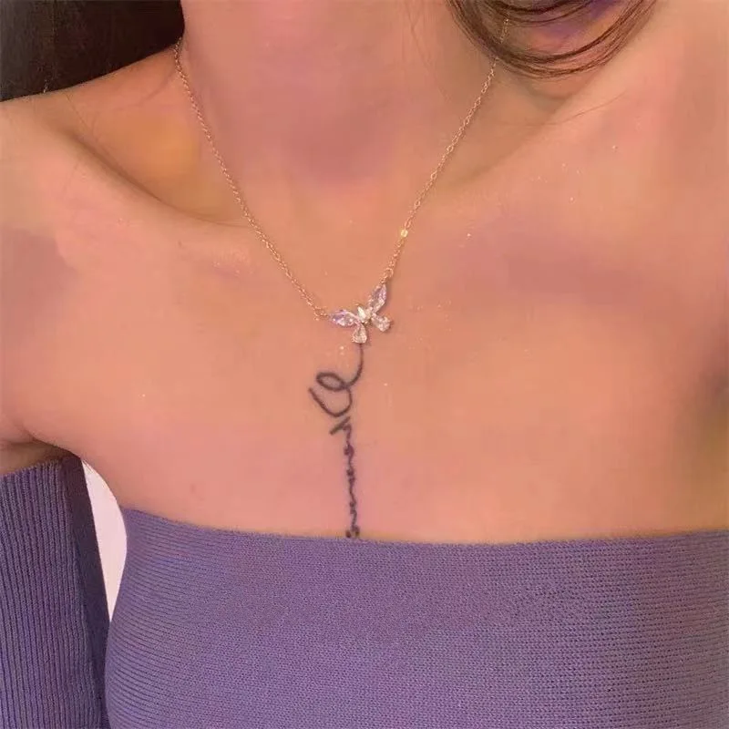 New Sparkling Butterfly Necklace for Ladies with Exquisite Simple Chain Zircon Premium Necklace for Ladies Gift
New Sparkling Butterfly Necklace for Ladies with Exquisite Simple Chain Zircon Premium Necklace for Ladies Gift