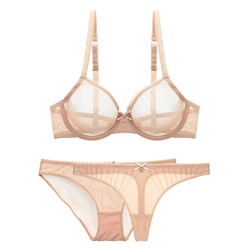 Doublelove ultra-thin cup mesh lace underwear transparent unlined 1 bra+2 panties plus size bra set for ladies
Doublelove ultra-thin cup mesh lace underwear transparent unlined 1 bra+2 panties plus size bra set for ladies
