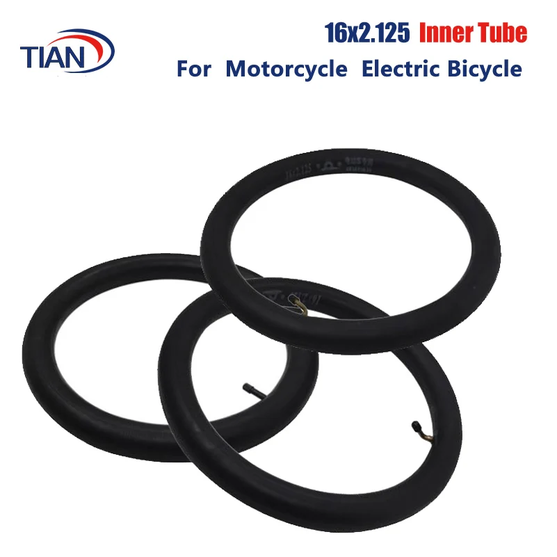 Inner Tube 16 x 2.125 with a Bent Angle Valve Stem or Straight valve fits many gas electric scooters and e-Bike 16x2.125
Inner Tube 16 x 2.125 with a Bent Angle Valve Stem or Straight valve fits many gas electric scooters and e-Bike 16x2.125