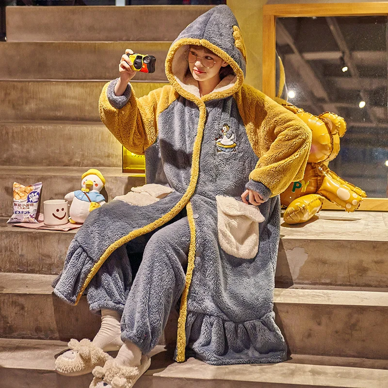 FUNISHI Women Sleepwear Coral Fleece Cartoon Nightdress Plus Size Hooded Loose Version Inspissate Pajama Set Winter Pajamas
FUNISHI Women Sleepwear Coral Fleece Cartoon Nightdress Plus Size Hooded Loose Version Inspissate Pajama Set Winter Pajamas