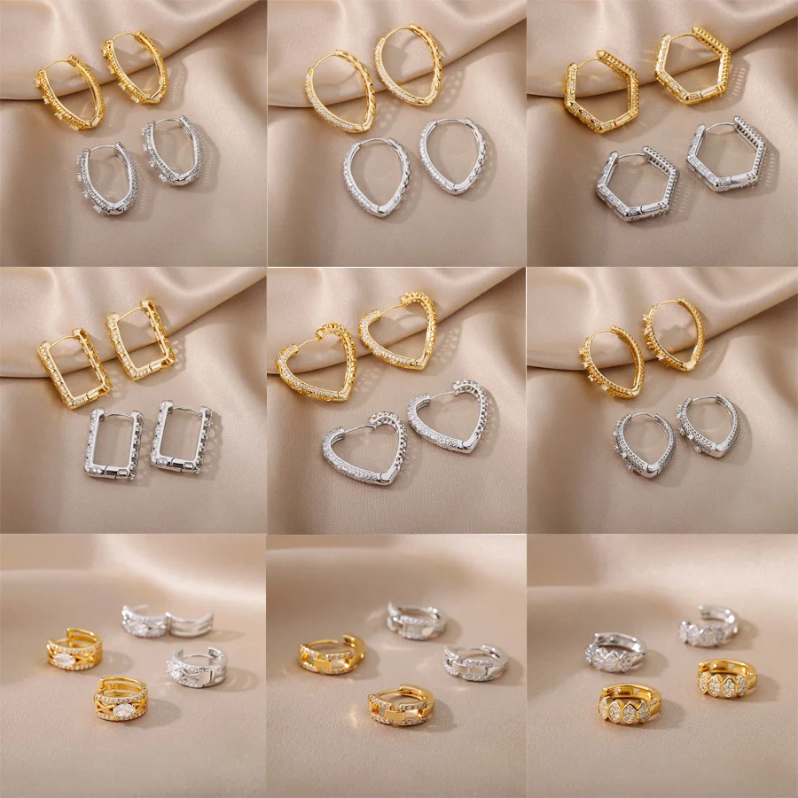 Zircon Heart Earrings Hoop Earrings For Women Metal Gold Color Geometric Hoop Earrings Ear Cuff Piercing Wedding Jewelry Gift
Zircon Heart Earrings Hoop Earrings For Women Metal Gold Color Geometric Hoop Earrings Ear Cuff Piercing Wedding Jewelry Gift