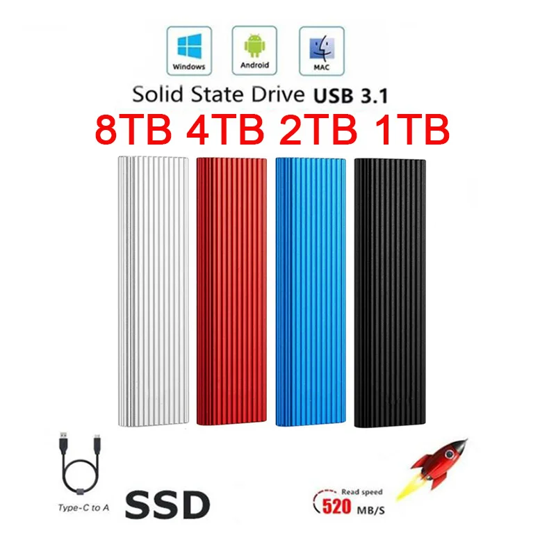 Mini Portable SSD 1TB 2TB 4TB 8TB External SSD Solid State Drive USB 3.1 Type C
Mini Portable SSD 1TB 2TB 4TB 8TB External SSD Solid State Drive USB 3.1 Type C