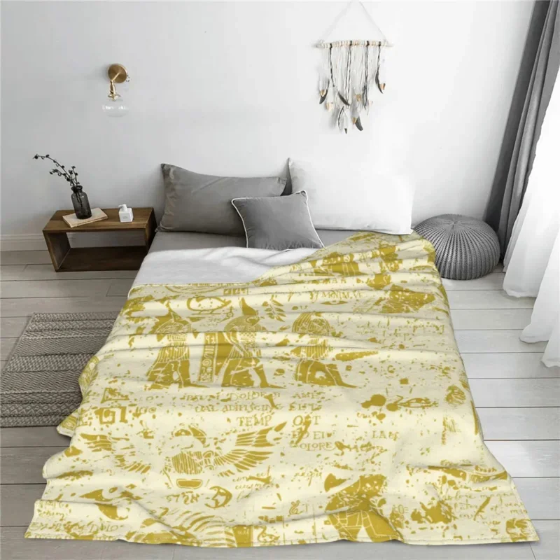 

Ancient Egypt Blanket Flannel Summer Egypts Gods Multifunction Lightweight Throw Blankets For Bed Bedroom Rug Piece