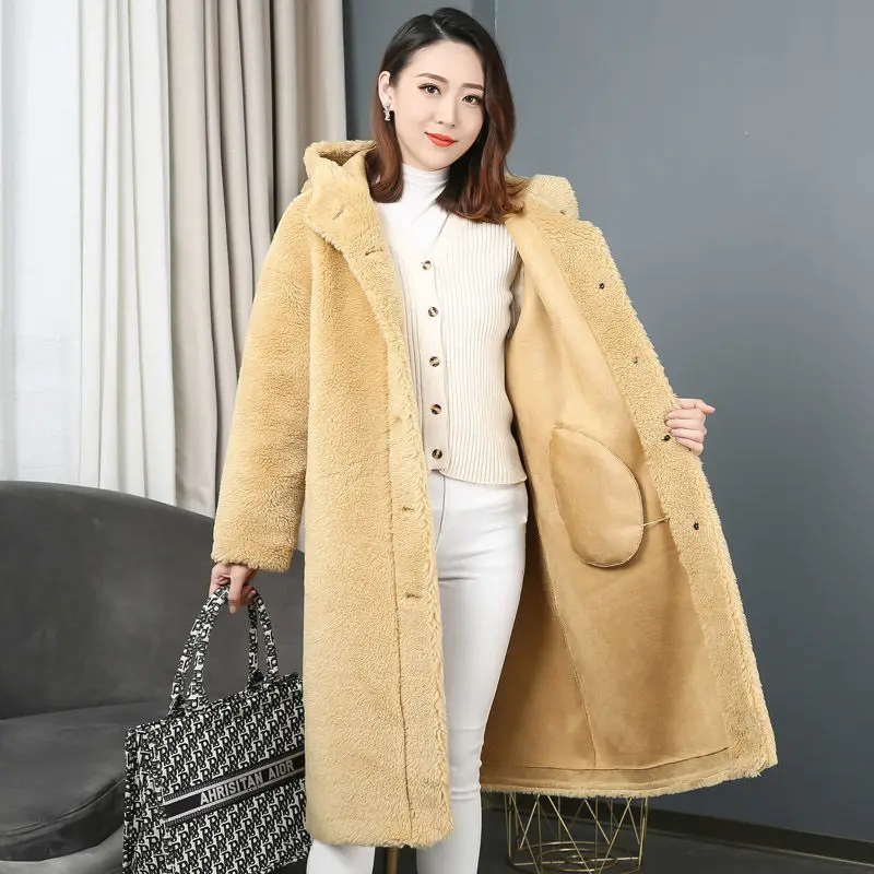 Fashion Winter Lamb wool Jacket Women 2022 Warm Thickened Loose Hooded Coat Solid color Women's Windproof Long Parkas Outwear 
Fashion Winter Lamb wool Jacket Women 2022 Warm Thickened Loose Hooded Coat Solid color Women's Windproof Long Parkas Outwear