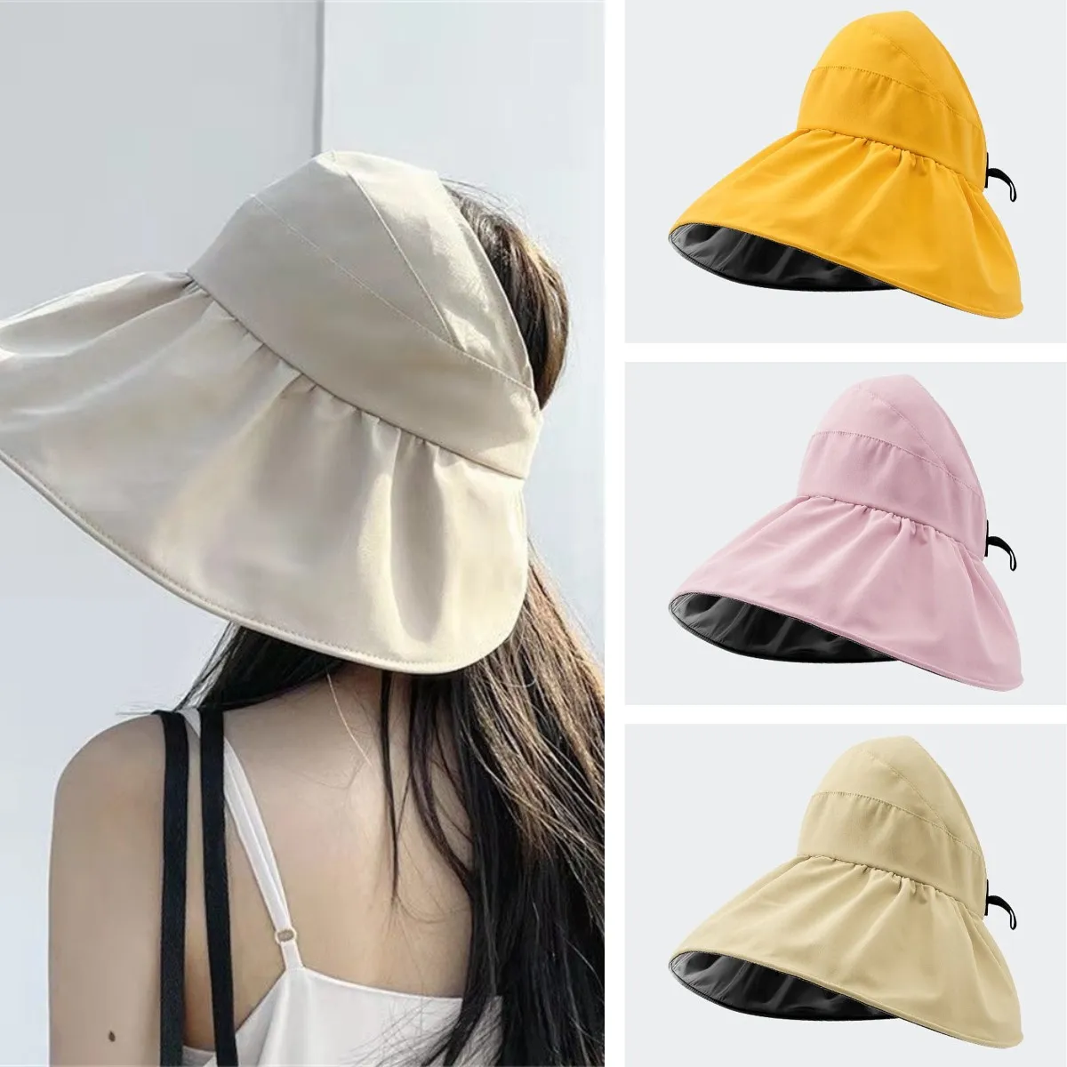 Sun Visor Hat Women Large Brim Summer Uv Protection Big Brim Outdoor Sunscreen Foldable Empty Top Sunhat Female Travel Beach Cap
Sun Visor Hat Women Large Brim Summer Uv Protection Big Brim Outdoor Sunscreen Foldable Empty Top Sunhat Female Travel Beach Cap