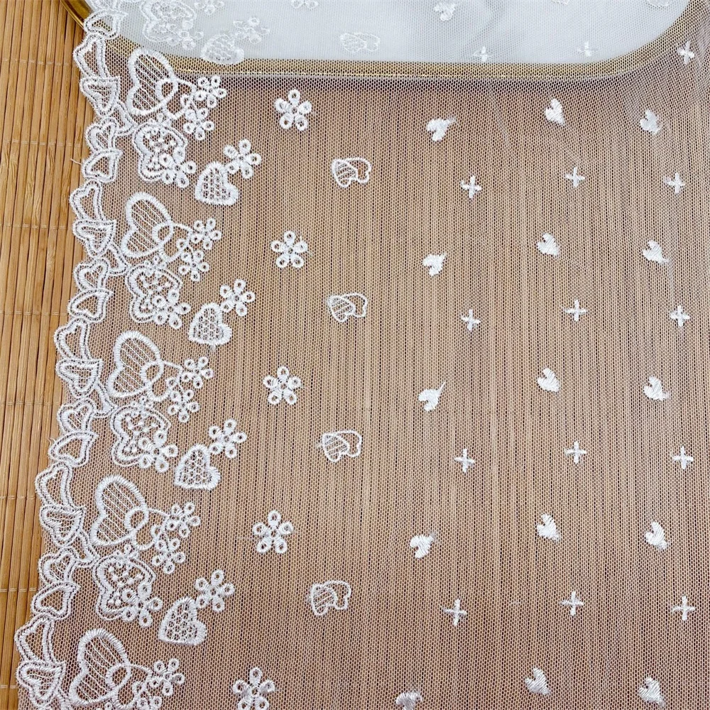 Heart Shape Embriodery Tulle Mesh Lace Trim Wide 28.8cm Off White DIY Dress Splice Sewing Material V2077
Heart Shape Embriodery Tulle Mesh Lace Trim Wide 28.8cm Off White DIY Dress Splice Sewing Material V2077