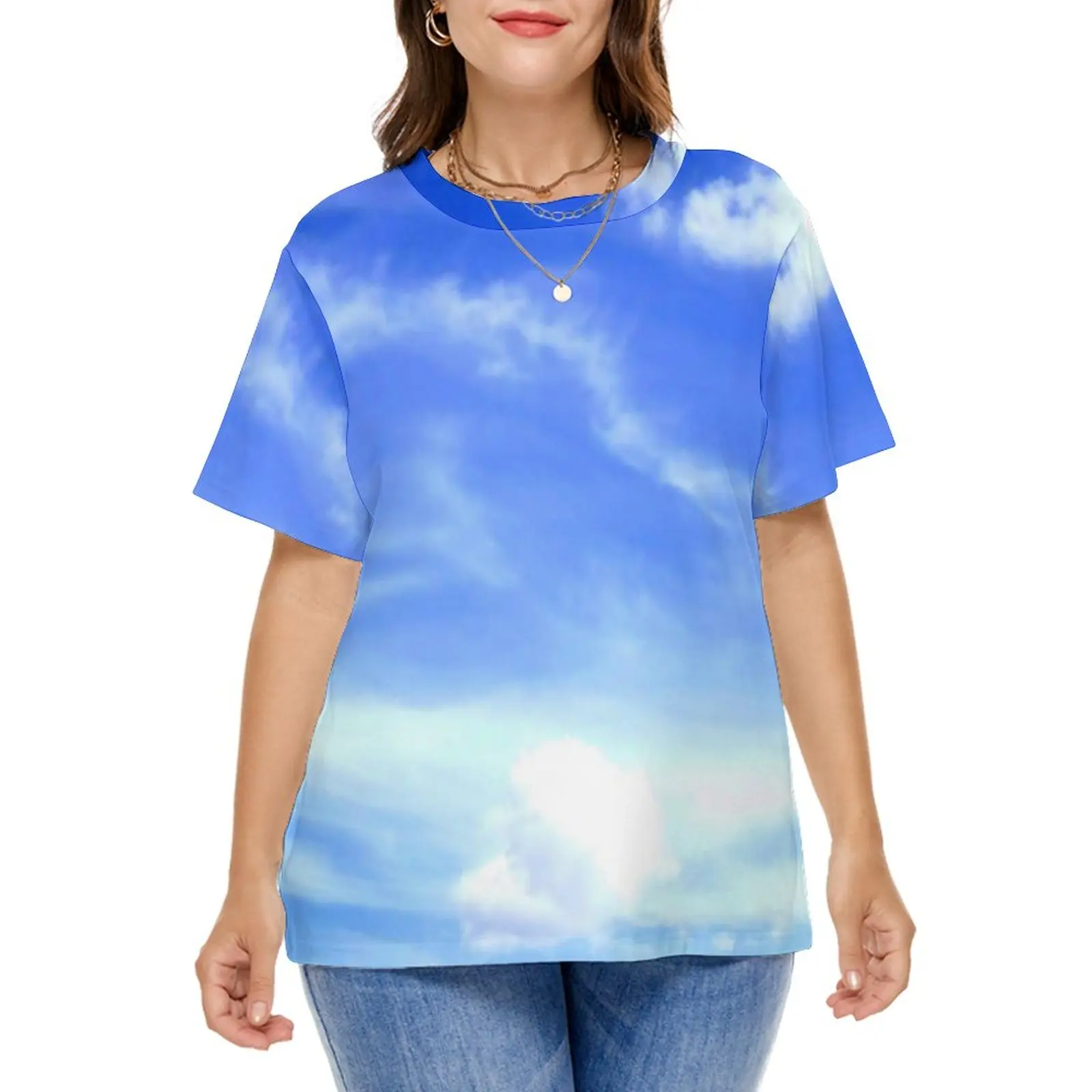 Blue Sky T-Shirts Photography Clouds Print Casual T Shirt Short-Sleeve Women Aesthetic Tshirt Beach Trendy Tops Plus Size 6XL
Blue Sky T-Shirts Photography Clouds Print Casual T Shirt Short-Sleeve Women Aesthetic Tshirt Beach Trendy Tops Plus Size 6XL