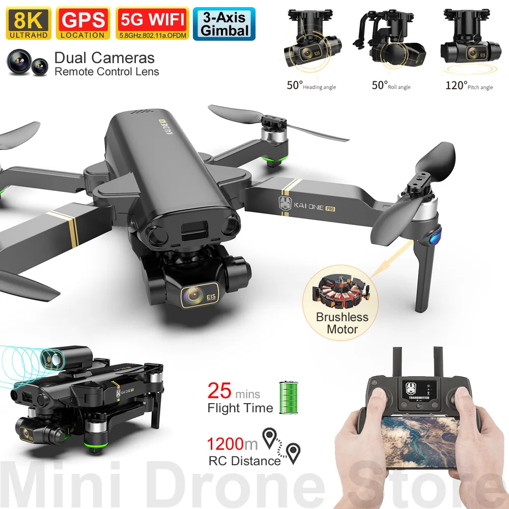 KAIONE 3-Axis Gimbal Professional 8K GPS Drone Aerial Photography Quadcopter With Camera Follow Me Brushless RC Helicopter Toys
KAIONE 3-Axis Gimbal Professional 8K GPS Drone Aerial Photography Quadcopter With Camera Follow Me Brushless RC Helicopter Toys