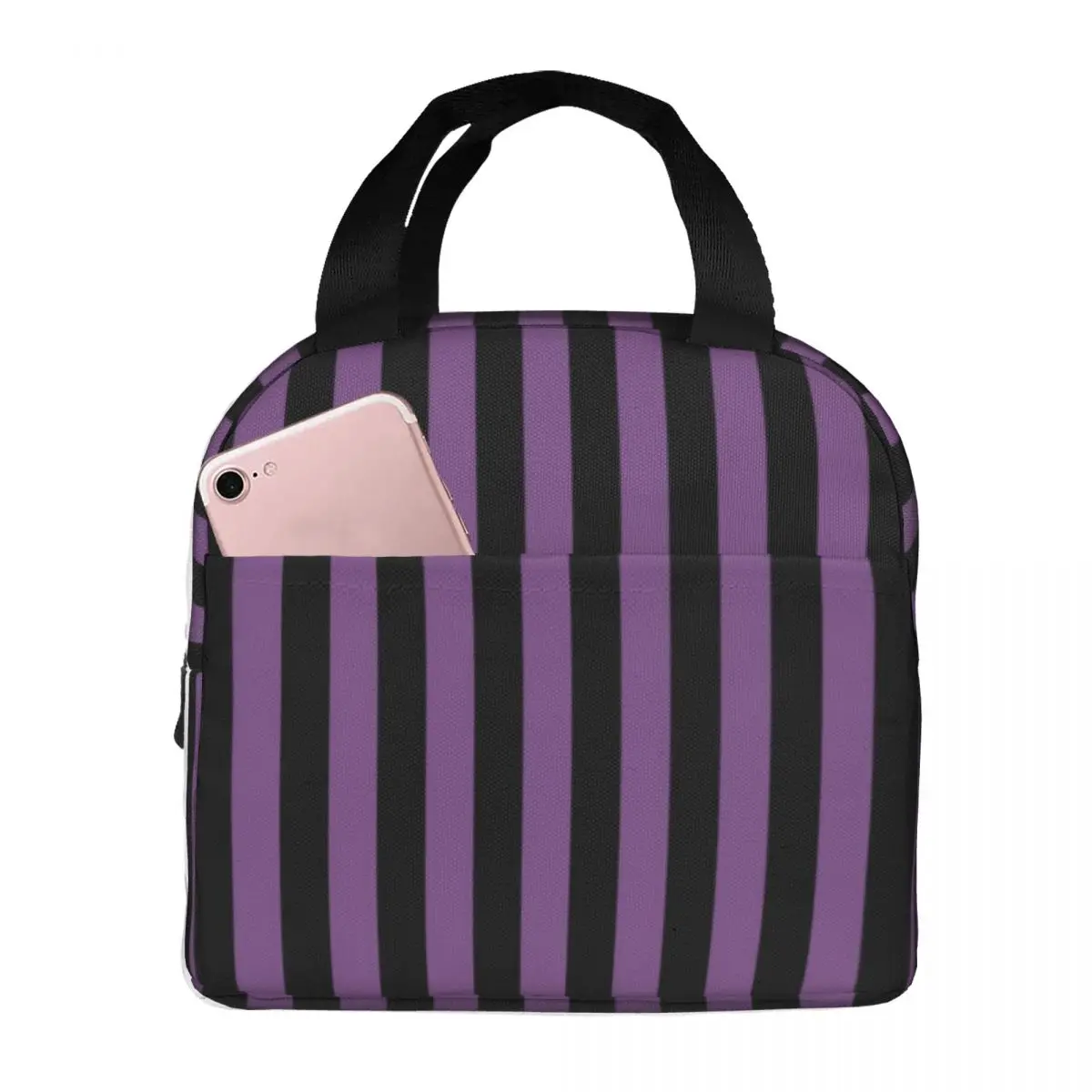 Black And Purple Line Lunch Bag with Handle Vertical Stripe Print Fancy Cooler Bag Cooling Beach Aluminium Thermal Bag
Black And Purple Line Lunch Bag with Handle Vertical Stripe Print Fancy Cooler Bag Cooling Beach Aluminium Thermal Bag