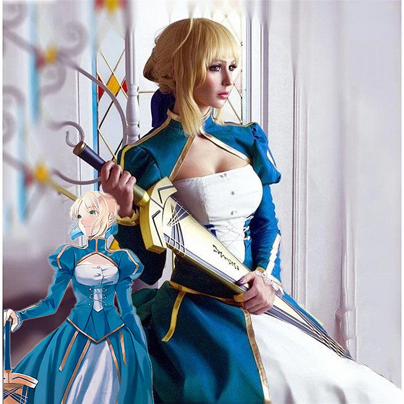 Аниме Fate/stay Night Fate Zero Saber Cosplay Arturia Pendragon, голубой белый боевой костюм, костюм, одежда, полный комплект
Аниме Fate/stay Night Fate Zero Saber Cosplay Arturia Pendragon, голубой белый боевой костюм, костюм, одежда, полный комплект