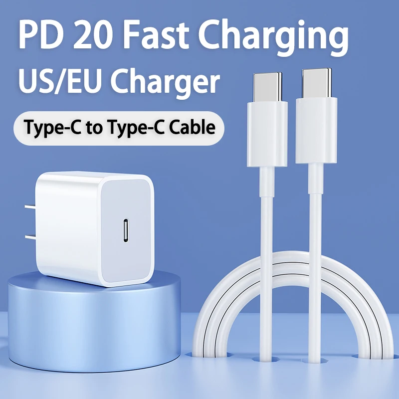 EU US 20W USB C Charger PD60W Fast Charging Type-C to Type C Cable for iPhone Charger Cord for Samsung Xiaomi Redmi Huawei Honor
EU US 20W USB C Charger PD60W Fast Charging Type-C to Type C Cable for iPhone Charger Cord for Samsung Xiaomi Redmi Huawei Honor
