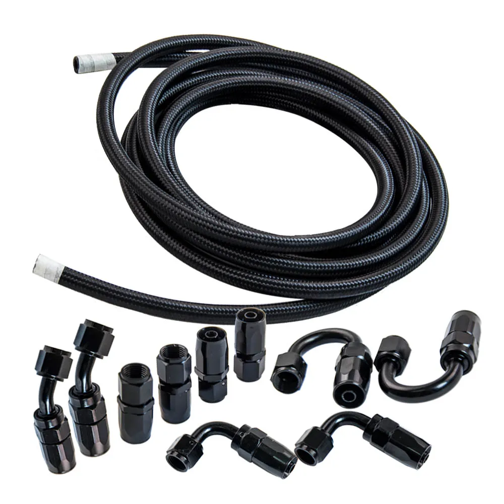 

500 PSI Stainless nylon Steel Braided Oil fule Hose w/ 6-an hose end fittings AN6 - 6AN 16FT Line Fitting Hose End Adaptor