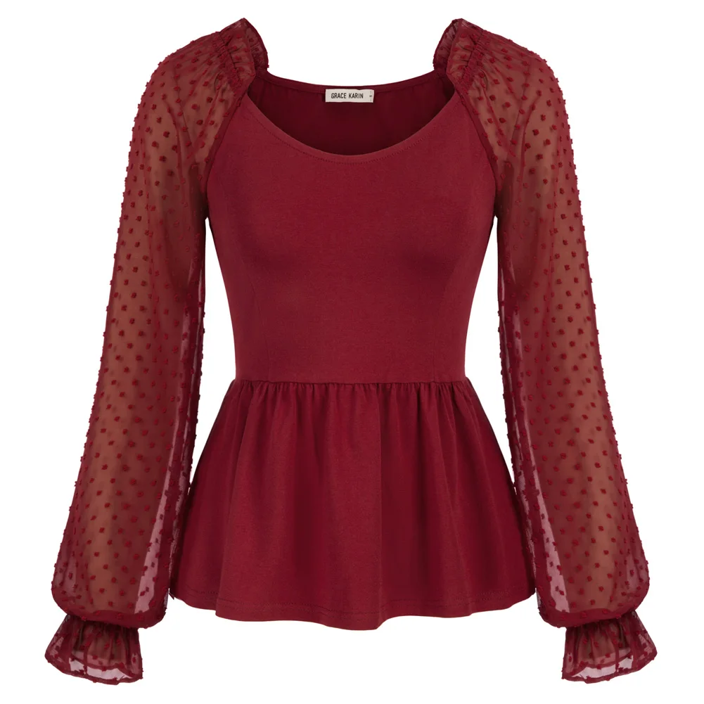 GK Women's T-shirt Tunics Chiffon Patchwork Contrast Fabric Tops Long Sleeve Slim Fit U-Neck Peplum Hem Tops Women Ropa De Mujer
GK Women's T-shirt Tunics Chiffon Patchwork Contrast Fabric Tops Long Sleeve Slim Fit U-Neck Peplum Hem Tops Women Ropa De Mujer