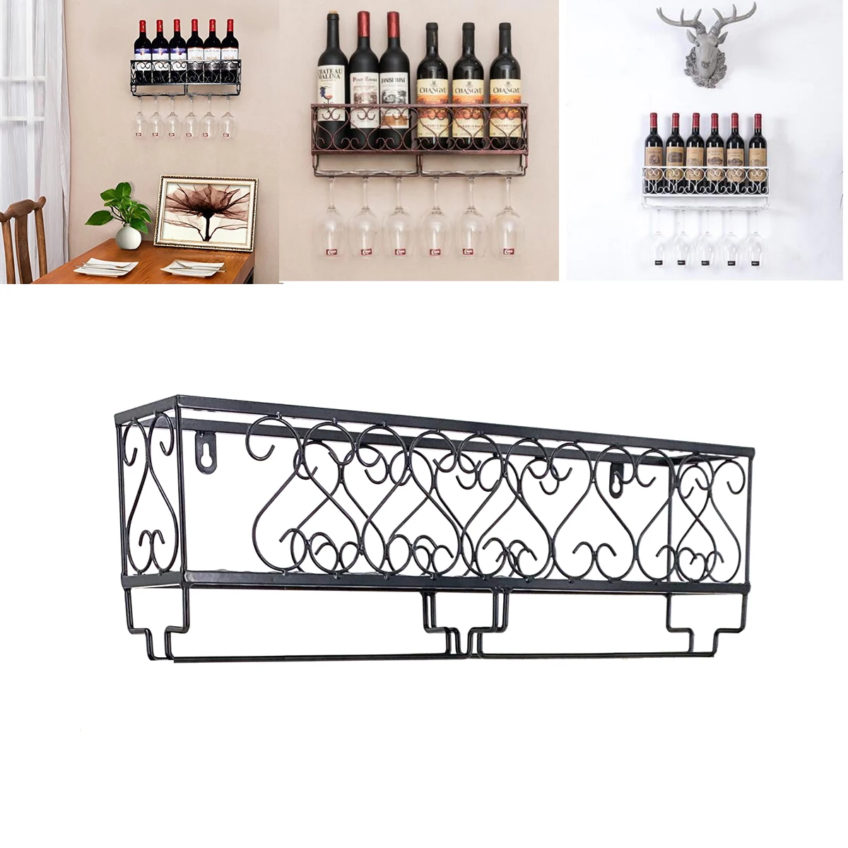 Wall Mounted Wine Rack Metal Wine Glass Organizer Glasses Storage Hanger For Bar Kitchen 6/8 Wine Bottles And 6/9 Stemware Glass
Wall Mounted Wine Rack Metal Wine Glass Organizer Glasses Storage Hanger For Bar Kitchen 6/8 Wine Bottles And 6/9 Stemware Glass