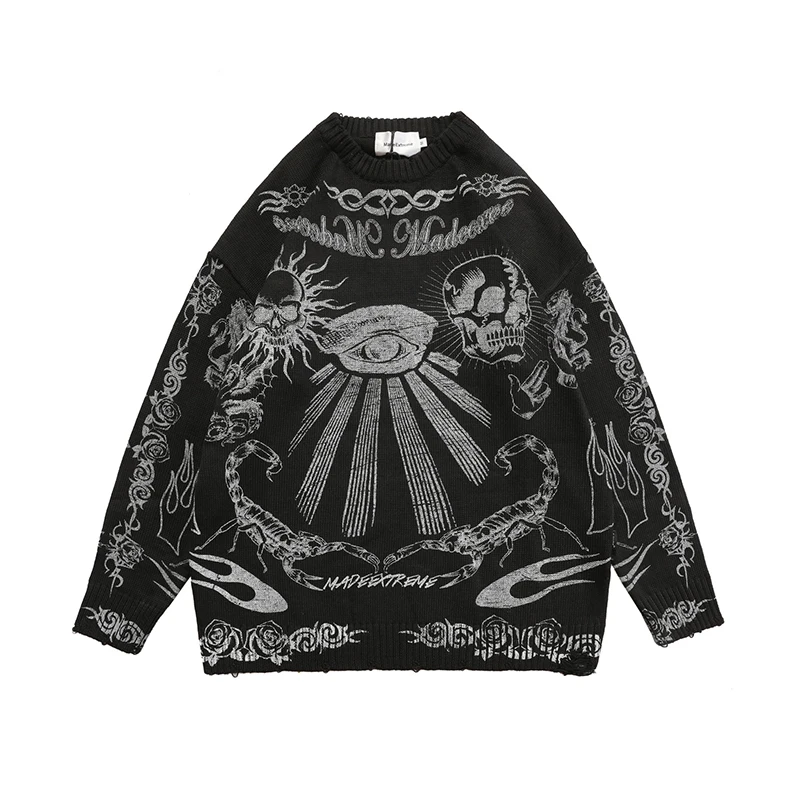 Oversized Sweater Men Women Fairy Grunge Skull Graffiti Goth Vintage Knitted Sweater Unisex Y2k Harajuku Knit Pullover 2022
Oversized Sweater Men Women Fairy Grunge Skull Graffiti Goth Vintage Knitted Sweater Unisex Y2k Harajuku Knit Pullover 2022