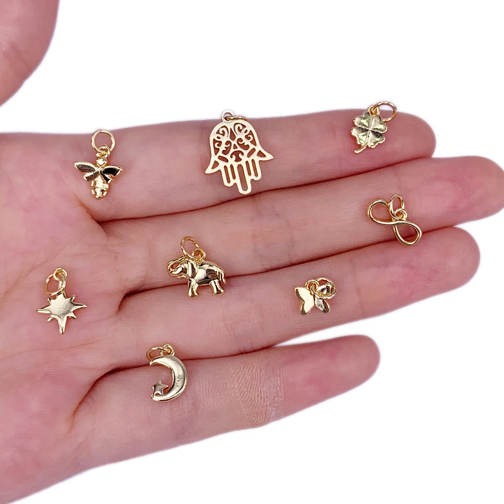 Fashion Gold Plated Copper Stars Maple Leaf Moon Butterfly Elephant Bee Hamsa Hand Necklace Pendant DIY Popular Accessories
Fashion Gold Plated Copper Stars Maple Leaf Moon Butterfly Elephant Bee Hamsa Hand Necklace Pendant DIY Popular Accessories