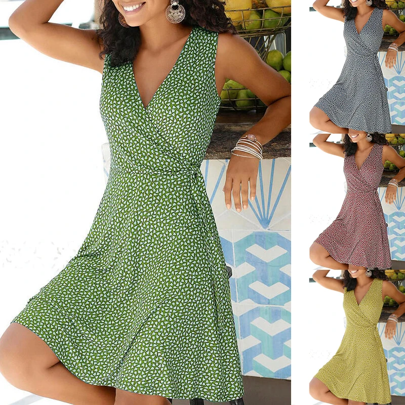 New Casual Dot Dress Women V Neck Sleeveless Bandage Beach Dress Summer Bohemian Dresses For Women Clothes
New Casual Dot Dress Women V Neck Sleeveless Bandage Beach Dress Summer Bohemian Dresses For Women Clothes
