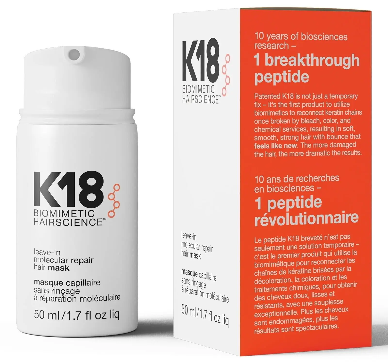 K18 15/50ml Leave-In Molecular Repair Hair Mask Damage Restore Soft hair Deep Repair Keratin Scalp Treatment Hair Care Condition
K18 15/50ml Leave-In Molecular Repair Hair Mask Damage Restore Soft hair Deep Repair Keratin Scalp Treatment Hair Care Condition