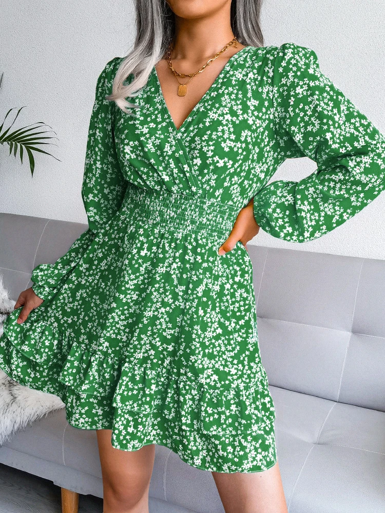 Summer V Neck Floral Mini Dress Women Long Sleeve Chiffon Dress Fashion Casual Ruffles A-line Dress Female Elegant Party Dress
Summer V Neck Floral Mini Dress Women Long Sleeve Chiffon Dress Fashion Casual Ruffles A-line Dress Female Elegant Party Dress