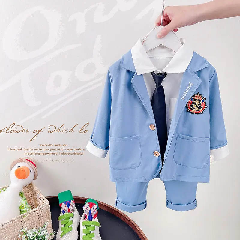 Autumn Children Baby Formal Kids School Boy Solid Suit Long Sleeve Shirt Pants With Tie 3Pcs/Set Toddler Fashion Cotton Clothing
Autumn Children Baby Formal Kids School Boy Solid Suit Long Sleeve Shirt Pants With Tie 3Pcs/Set Toddler Fashion Cotton Clothing
