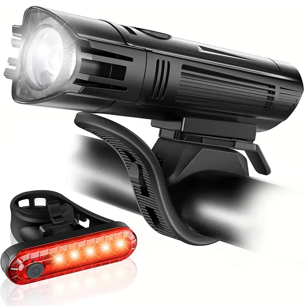 

Ultra Bright USB Re Bike Light Set, Powerful Front Headlight and Back Taillight, 4 Light Modes, Easy to Install for Men Women K