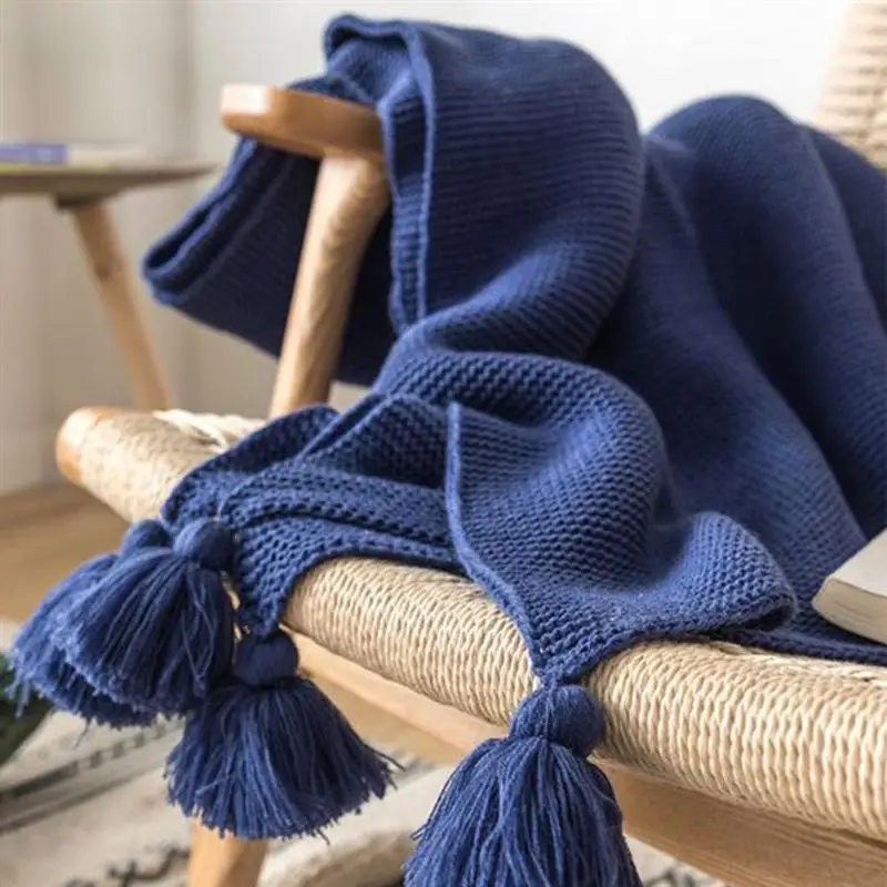 130x160cm Handmade Tassel Blanket Simple Bed Blanket Crochet Pure Color Sleeping Cover For Warm Keep (Dark Blue)
130x160cm Handmade Tassel Blanket Simple Bed Blanket Crochet Pure Color Sleeping Cover For Warm Keep (Dark Blue)