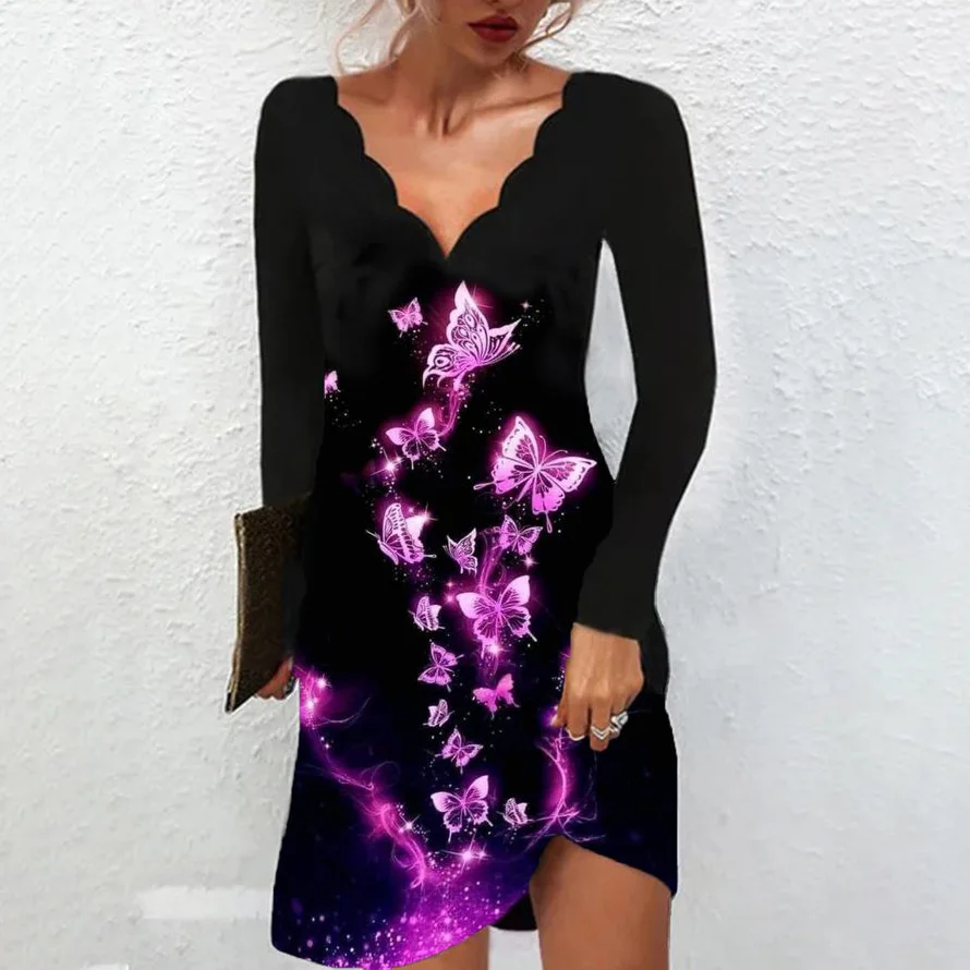 Oversized Casual Dress Women Fashion Butterfly Printed Boho Party Dresses Autumn Ladies Wave V-neck Long Sleeve Evening Dress
Oversized Casual Dress Women Fashion Butterfly Printed Boho Party Dresses Autumn Ladies Wave V-neck Long Sleeve Evening Dress