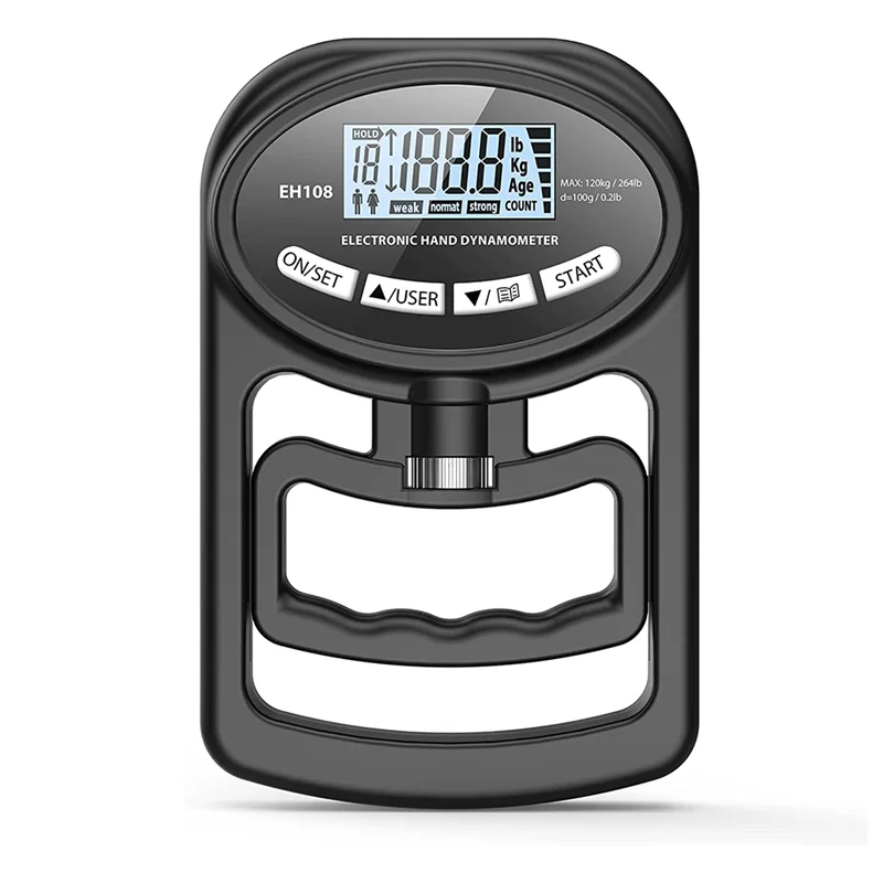 265 Lbs / 120Kgs Hand Dynamometer Grip Strength Trainer-Electronic Hand Grip Strength Tester Grip Strengthener Black
265 Lbs / 120Kgs Hand Dynamometer Grip Strength Trainer-Electronic Hand Grip Strength Tester Grip Strengthener Black