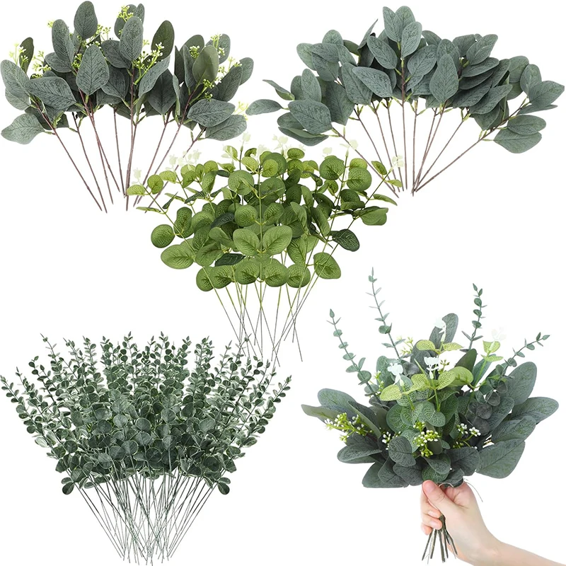 60 Pcs Mixed Artificial Eucalyptus Leaves Fake Seed Eucalyptus Stems Green Silver Dollar Eucalyptus Stems Plant for Wedding
60 Pcs Mixed Artificial Eucalyptus Leaves Fake Seed Eucalyptus Stems Green Silver Dollar Eucalyptus Stems Plant for Wedding