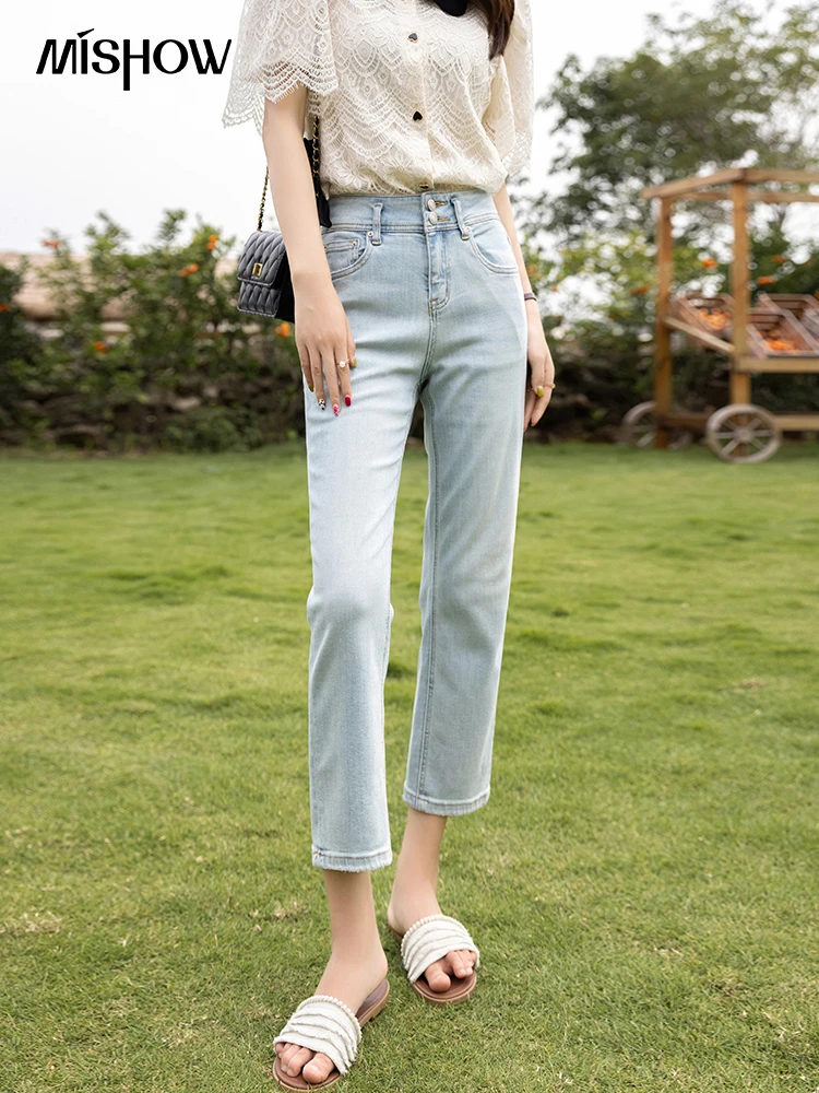 MISHOW 2022 Women's Jeans Solid Thin Denim High Waist Female Clothing Straight Casual Ankle-Length Pants Office Lady MXB27K0445
MISHOW 2022 Women's Jeans Solid Thin Denim High Waist Female Clothing Straight Casual Ankle-Length Pants Office Lady MXB27K0445