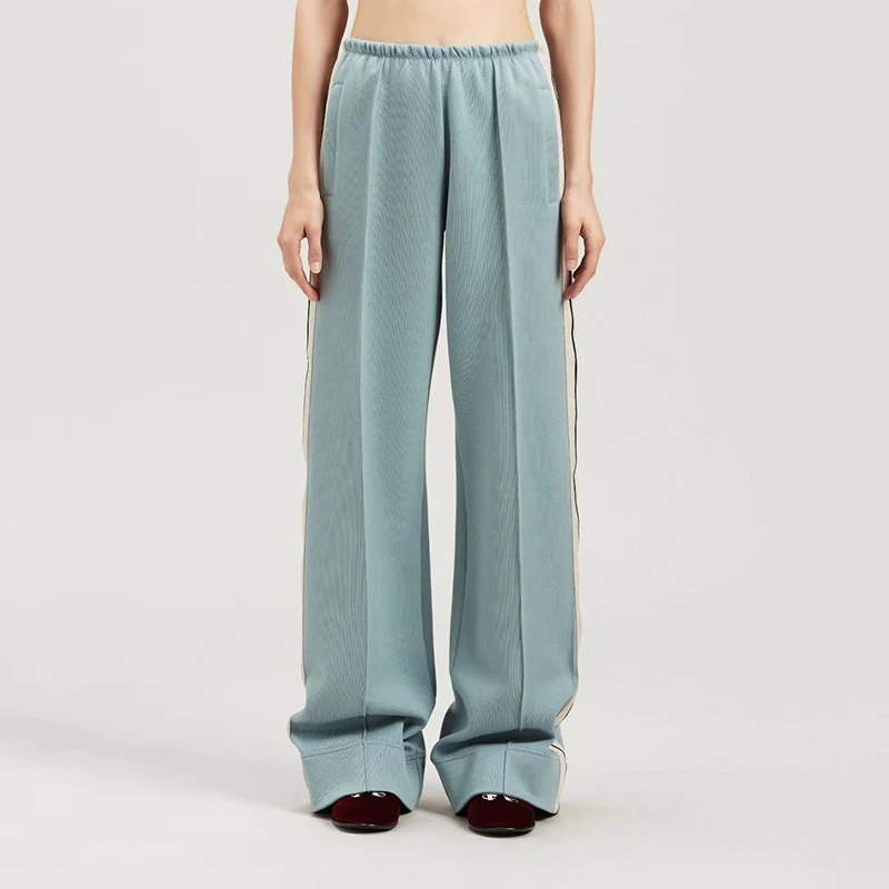 Женские хлопковые Свободные повседневные спортивные брюки, новинка сезона осень 2023, вязаные комбинированные цветные брюки с широкими штанинами для столкновений, женские брюки 
Женские хлопковые Свободные повседневные спортивные брюки, новинка сезона осень 2023, вязаные комбинированные цветные брюки с широкими штанинами для столкновений, женские брюки