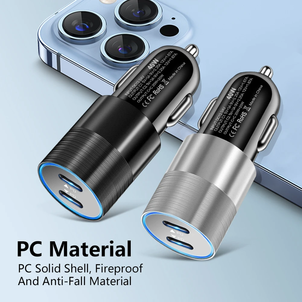 1 Piece 3 Colors Optional Dual USB C Car Charger Fast Charge 40W PD Car Charger Adapter For IPhone Galaxy S21 S20 Google Pixel
1 Piece 3 Colors Optional Dual USB C Car Charger Fast Charge 40W PD Car Charger Adapter For IPhone Galaxy S21 S20 Google Pixel