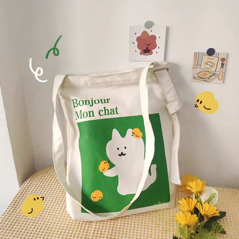 Cartoon Cat Pattern Women Shoulder Bag Cute Canvas Female Large Messenger Bags Tote Shopping Bag Girls Student Book Handbags
Cartoon Cat Pattern Women Shoulder Bag Cute Canvas Female Large Messenger Bags Tote Shopping Bag Girls Student Book Handbags