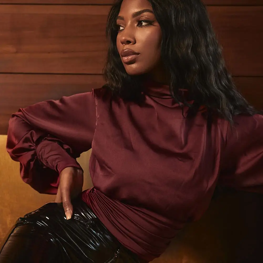 Party Blouse High Collar Solid Color Lantern Sleeves Backless Pleated Dress-up Baggy Neck Protection Lady Party Top for Dating
Party Blouse High Collar Solid Color Lantern Sleeves Backless Pleated Dress-up Baggy Neck Protection Lady Party Top for Dating